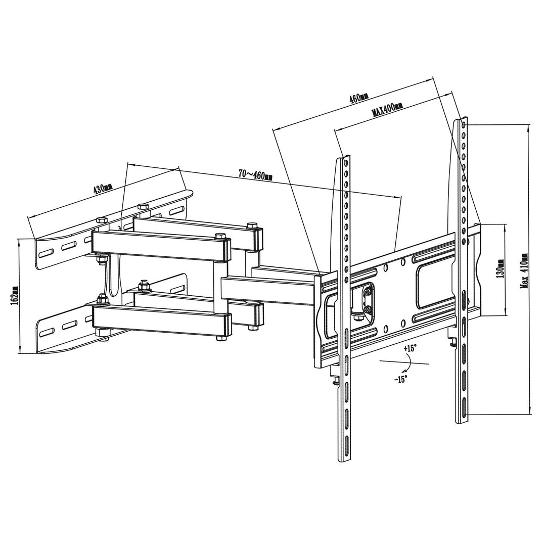 Maclean Halterung für TV oder Monitor, universal, max VESA 400x400, 26-65", 30kg, schwarz, MC-760