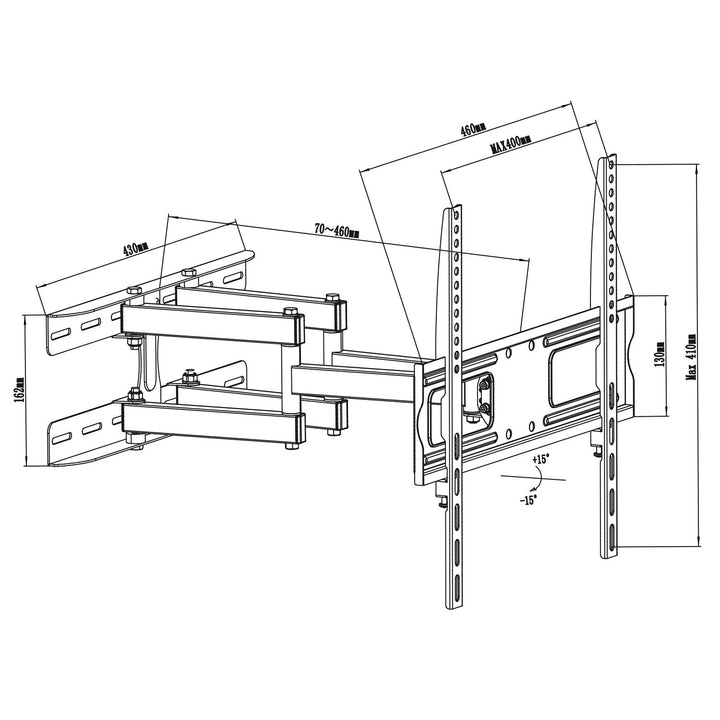 Maclean Halterung für TV oder Monitor, universal, max VESA 400x400, 26-65", 30kg, schwarz, MC-760