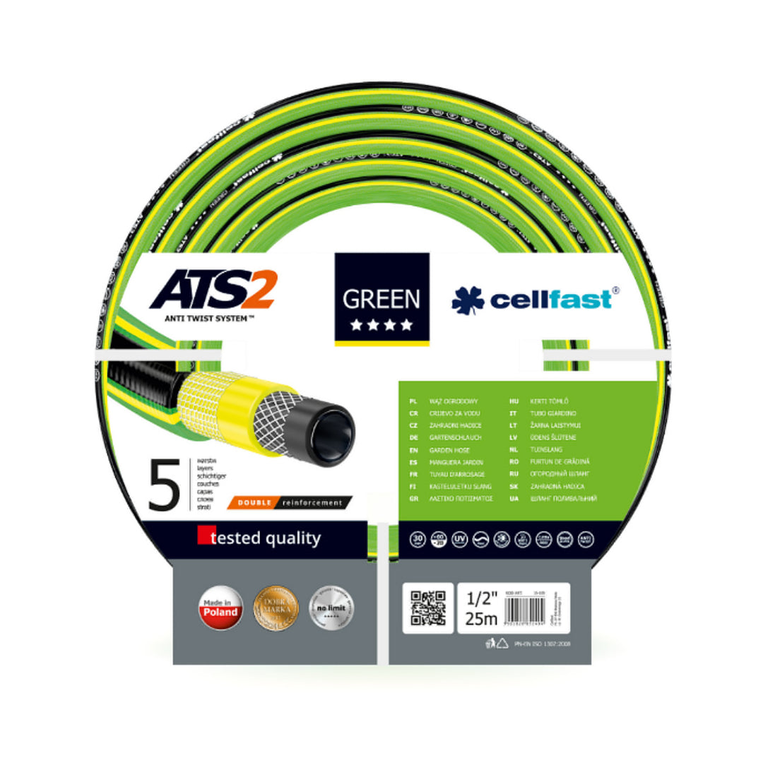 Cellfast Grüner 5-lagiger Gartenschlauch ATS2 1/2“ 25m