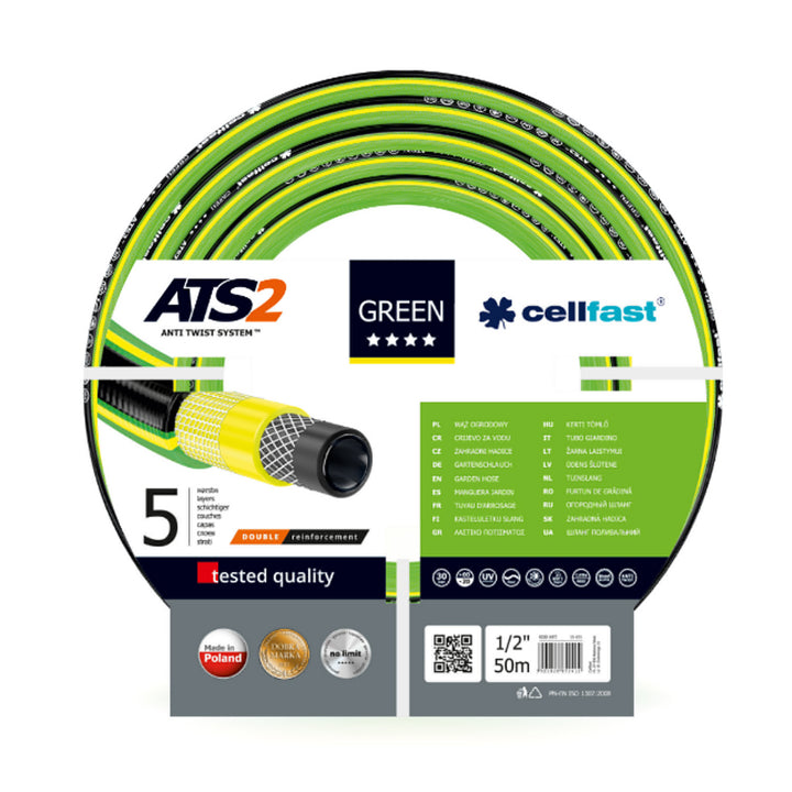 Cellfast Grüner 5-lagiger Gartenschlauch ATS2 1/2" 50m