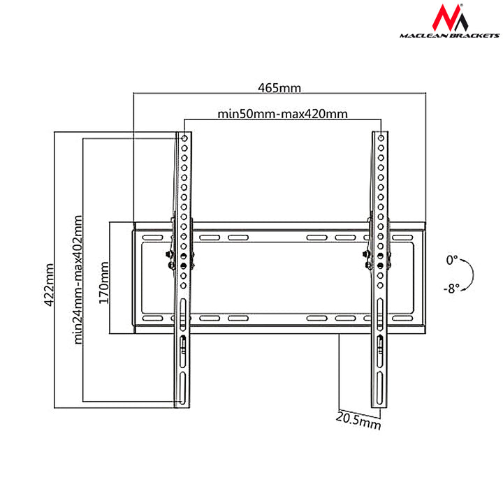 Maclean MC-774 Wandhalterung für OLED QLED LCD LED Plasma Fernseher 32-55" bis 35kg Ultra dünn VESA 400x400