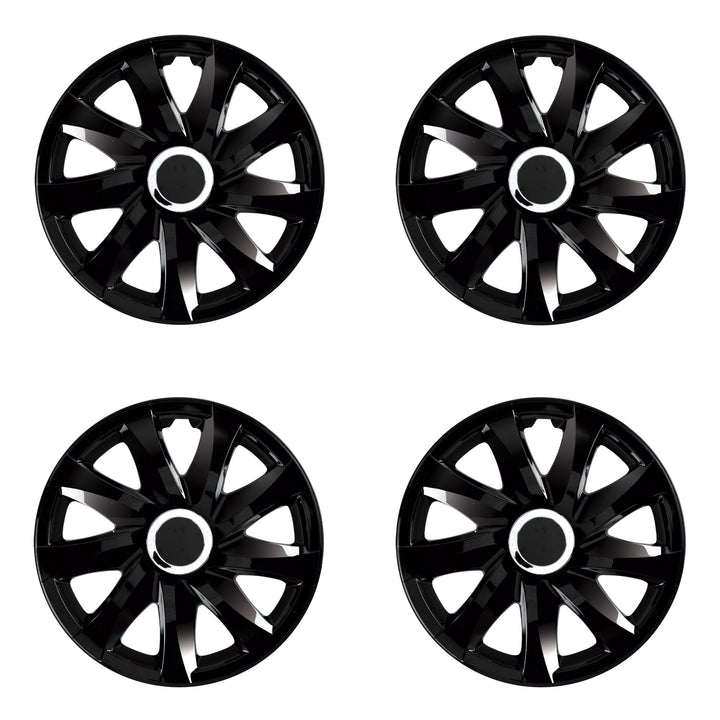 Universal Radkappen 16" DRIFT schwarzer Lack zum Aufdrücken 4 Stück