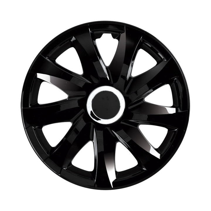 Universal Radkappen 16" DRIFT schwarzer Lack zum Aufdrücken 4 Stück