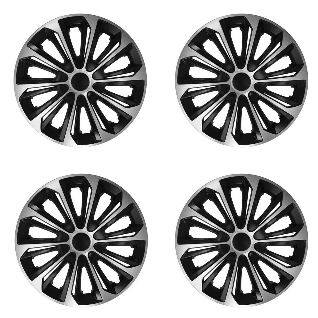 15" NRM STRONG Duocolor Universal Radkappen schwarz/silber 4 Stück