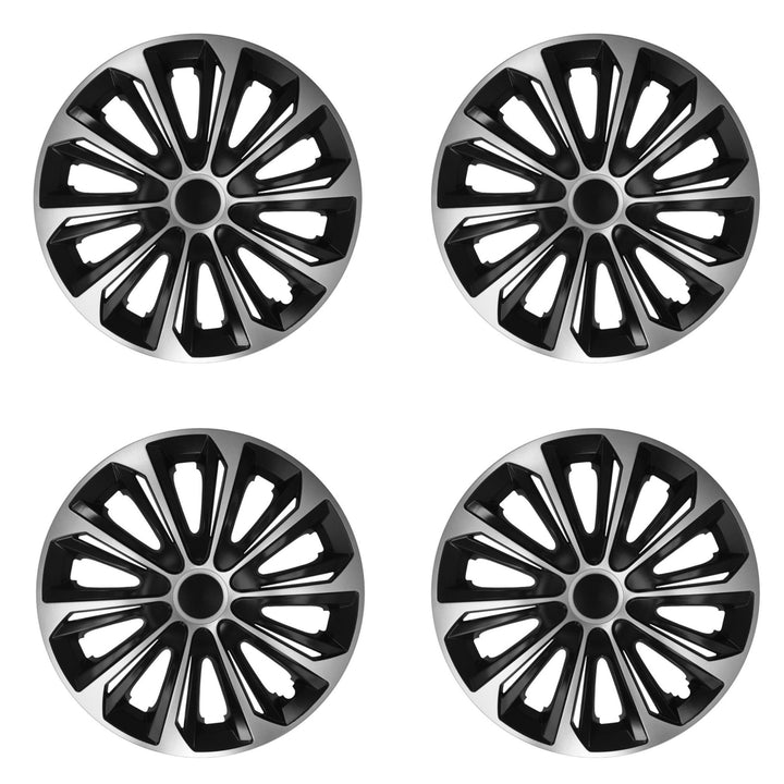15" NRM STRONG Duocolor Universal Radkappen schwarz/silber 4 Stück