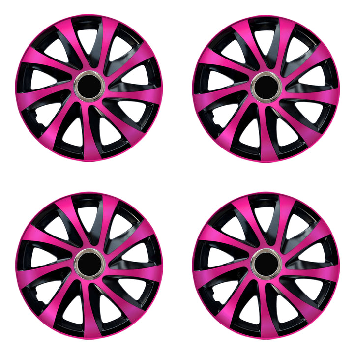 15" NRM DRIFT Extra rosa/schwarze Universal Radkappen 4 Stück