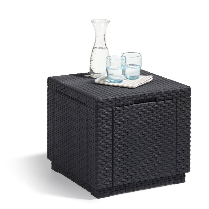 Curver Allibert Cube Sitzhocker  mit Stauraum, Graphitgrau