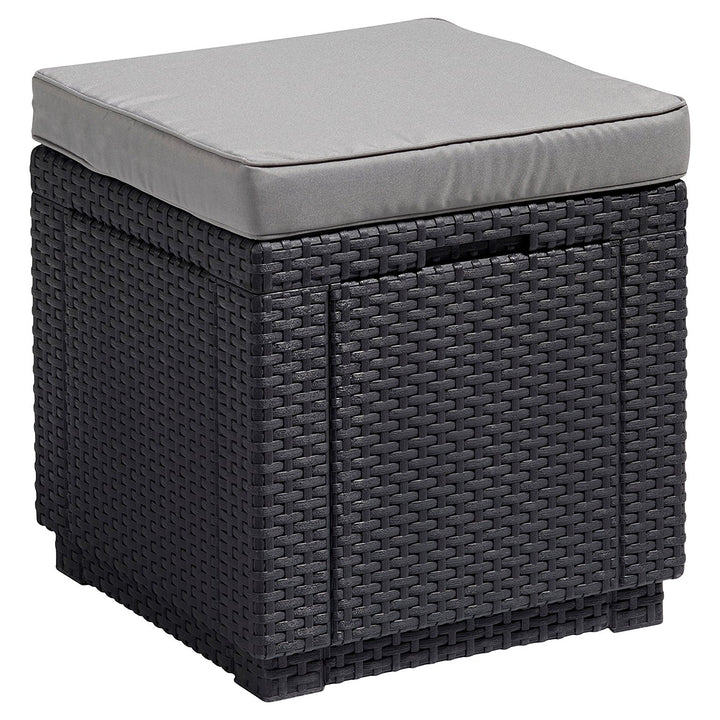 Curver Allibert Cube Sitzhocker  mit Stauraum, Graphitgrau