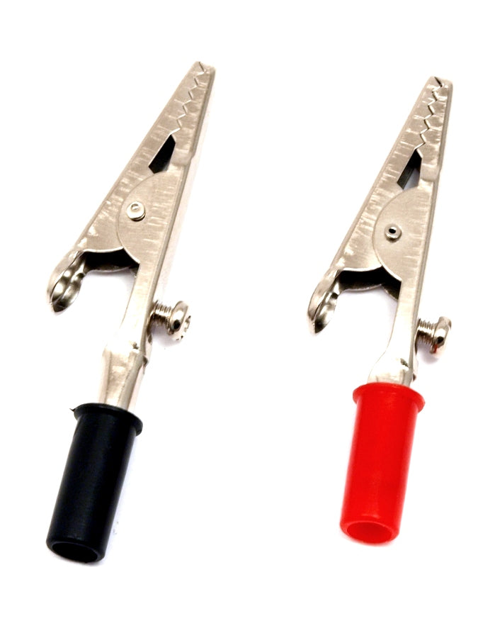Krokodilklemme mit roter und schwarzer Bananenbuchse Das Set enthält 2 schwarze und rote Krokodilklemmen