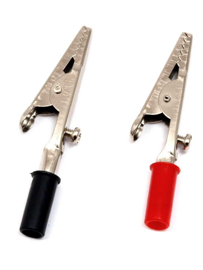 Krokodilklemme mit roter und schwarzer Bananenbuchse Das Set enthält 2 schwarze und rote Krokodilklemmen