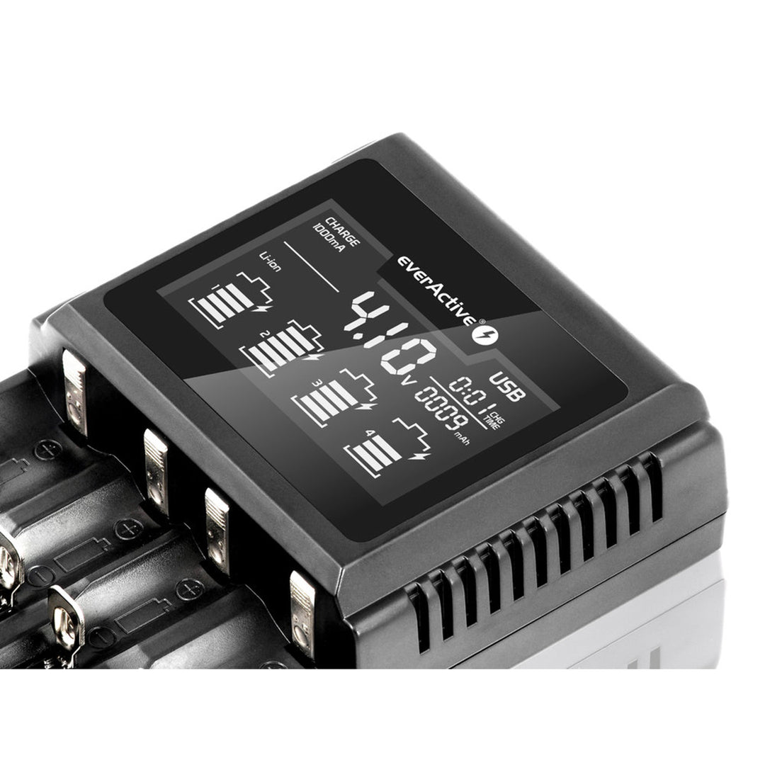 Ladegerät für zylindrische Li-Ionen und Ni-MH everActive UC-4000 Akkus