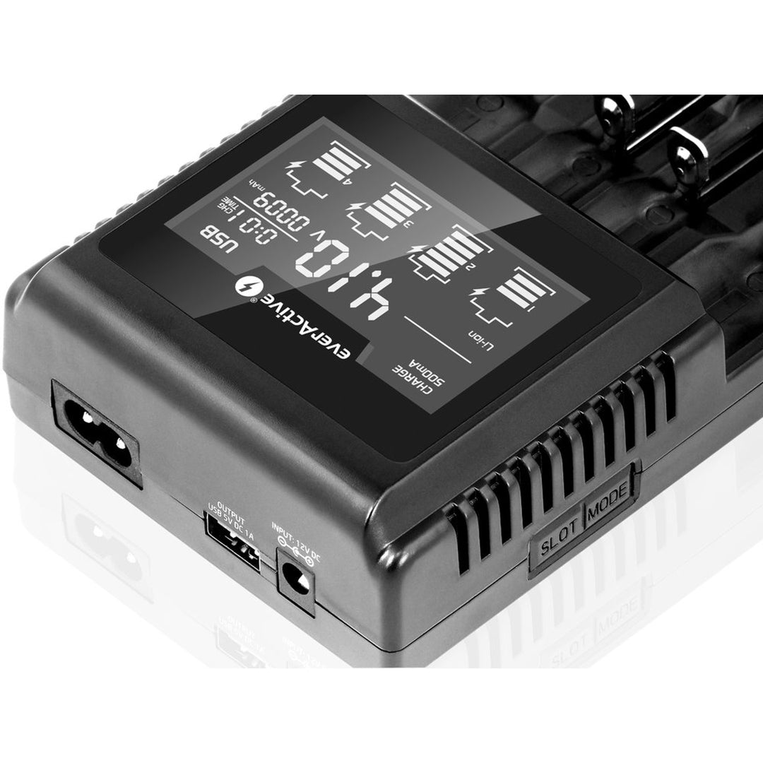 Ladegerät für zylindrische Li-Ionen und Ni-MH everActive UC-4000 Akkus