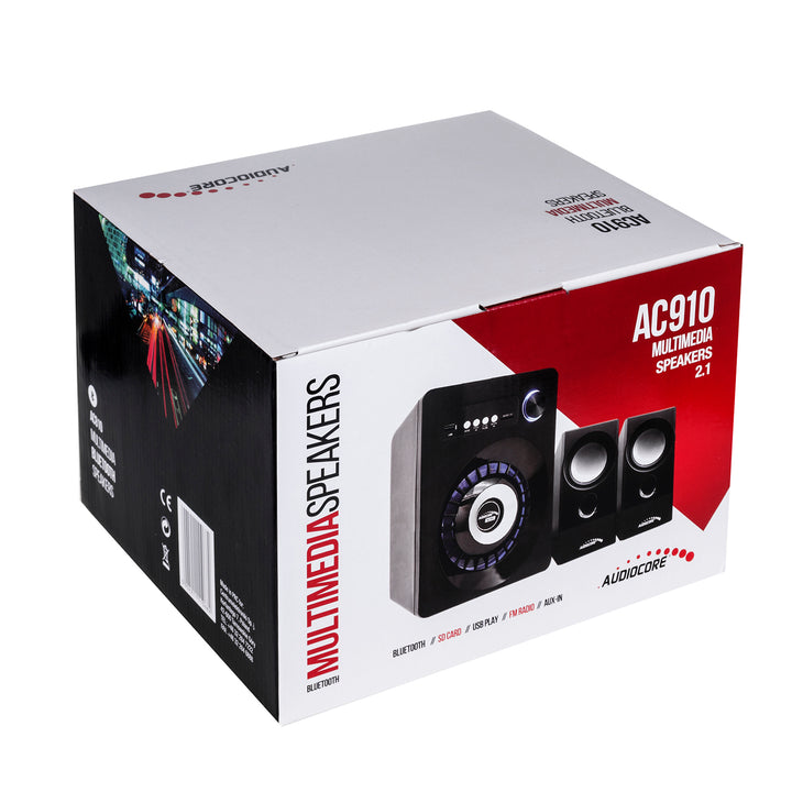 Audiocore AC910 2.1 Bluetooth Multimedia Lautsprechersystem Lautsprecher Subwoofer 280W P.M.P.O. Radio SD-Kartenslot AUX
