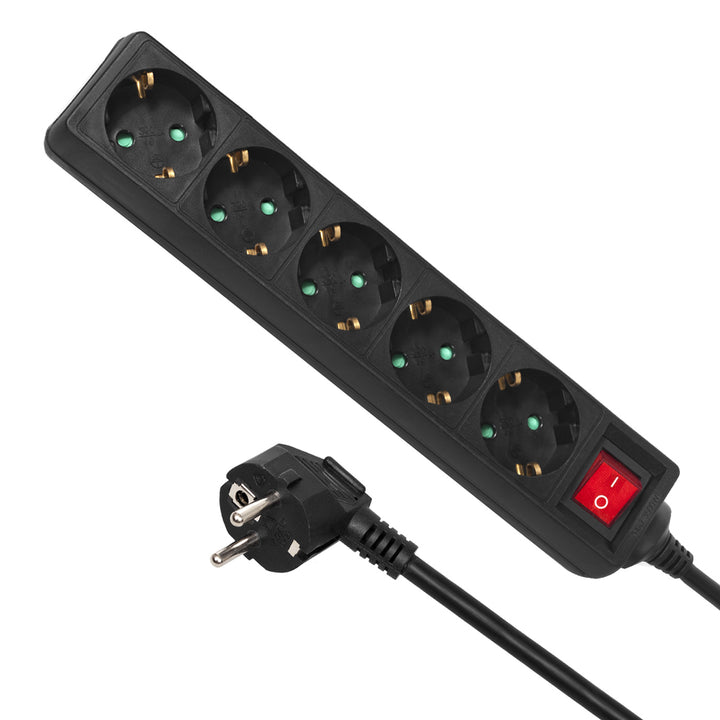Maclean MCE226G Steckdosenleiste mit Schalter Mehrfach Steckdosen Stecker Leiste Kinderschutz Schuko 3500W (5-fach 1,4m)