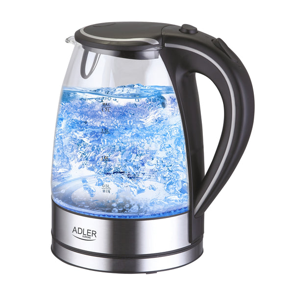 Wasserkocher Glas Glaswasserkocher Beleuchtung Edelstahl  Adler elektrischer Kocher transparent Wasserkessel