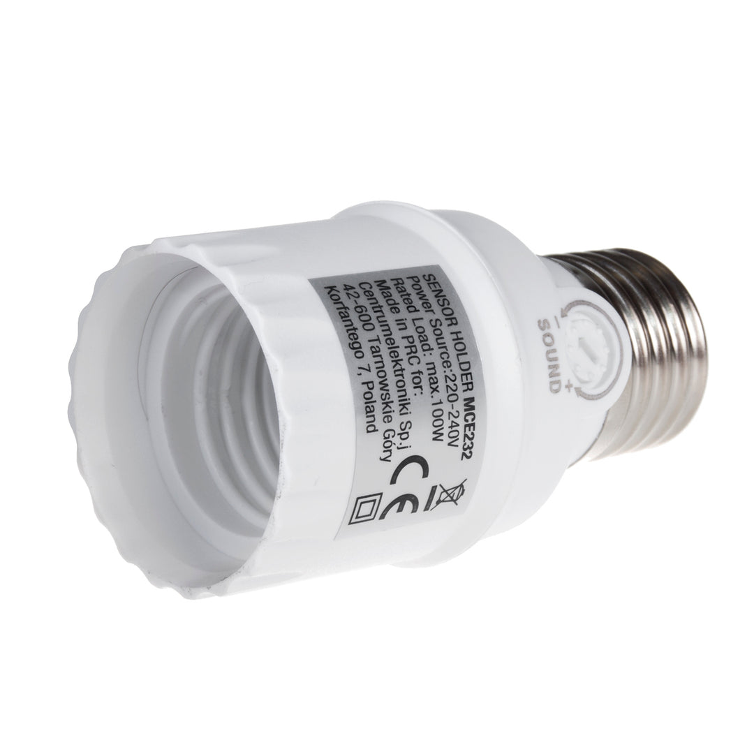 Glühbirnenfassung mit Geräuschsensor Maclean, E27 mit Geräuschsensor, max. 100 W, Bereich 30 dB – 90 dB, MCE232