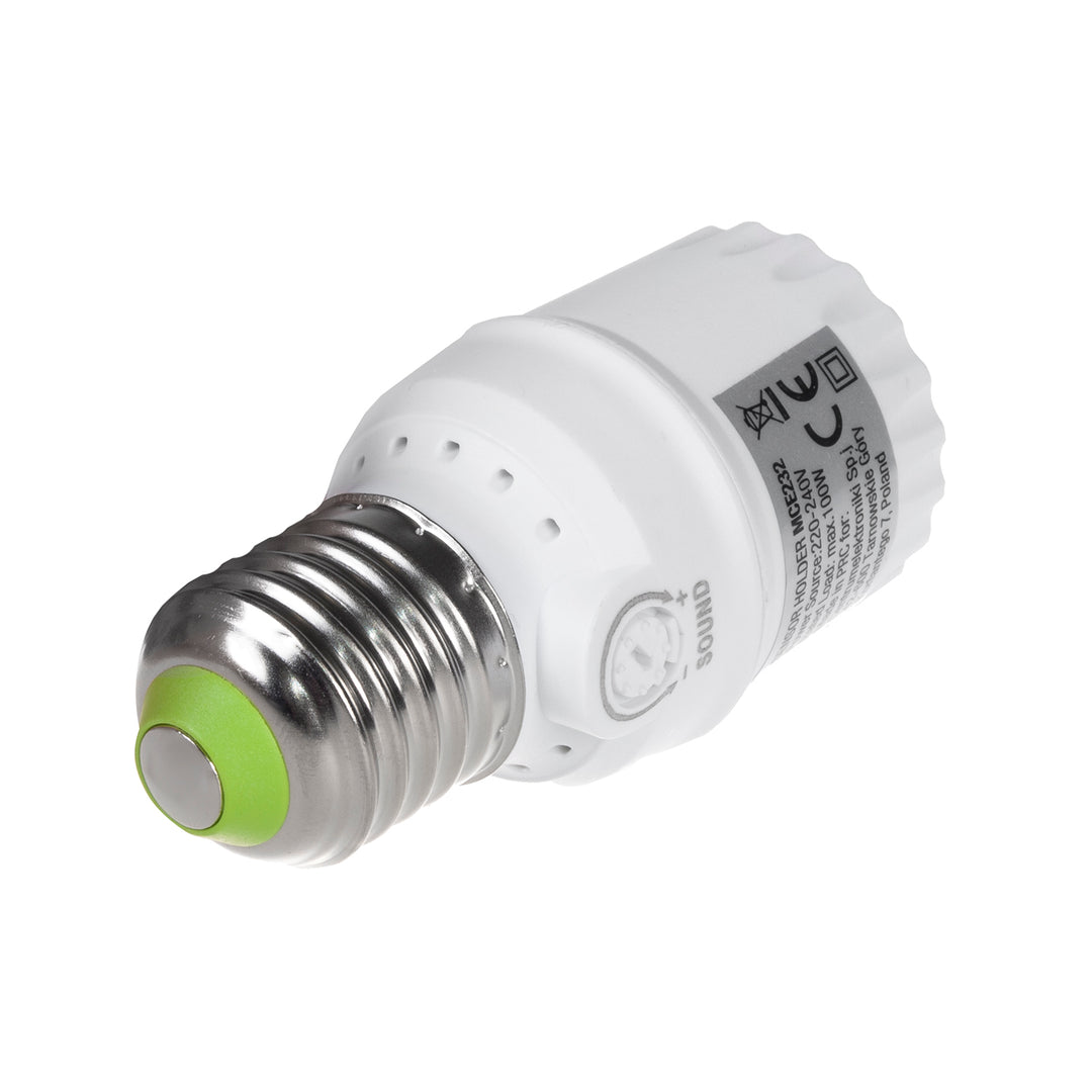 Glühbirnenfassung mit Geräuschsensor Maclean, E27 mit Geräuschsensor, max. 100 W, Bereich 30 dB – 90 dB, MCE232