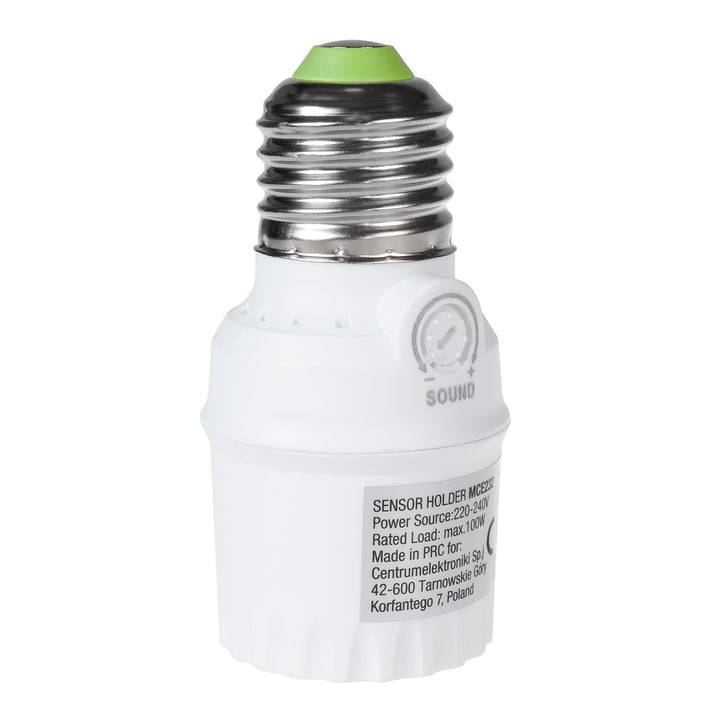 Glühbirnenfassung mit Geräuschsensor Maclean, E27 mit Geräuschsensor, max. 100 W, Bereich 30 dB – 90 dB, MCE232