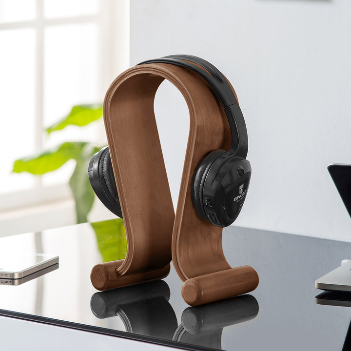 Universal Kopfhörerständer aus Holz Kopfhörerhalter Kopfhörer Ständer Halter Halterung Headset (Walnuss)