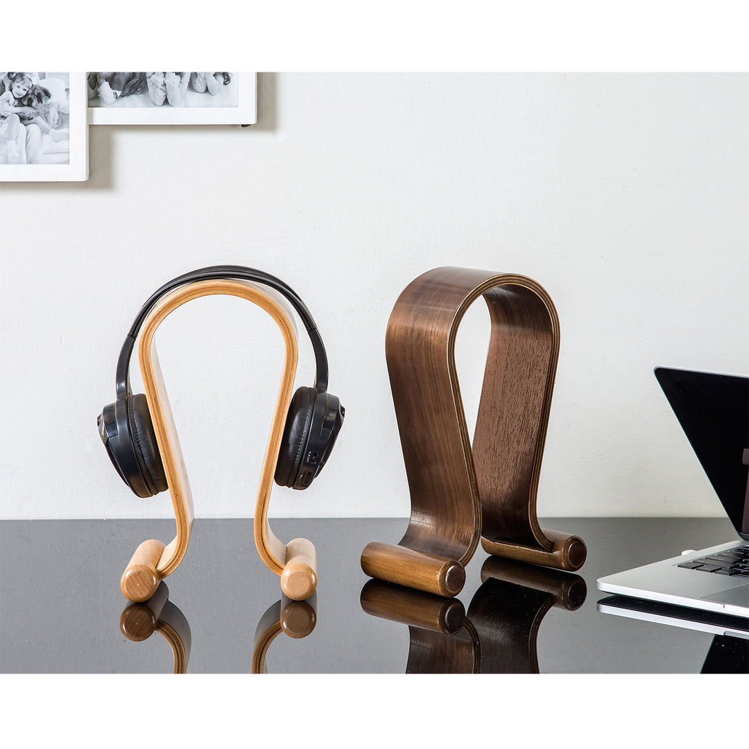 Universal Kopfhörerständer aus Holz Kopfhörerhalter Kopfhörer Ständer Halter Halterung Headset (Walnuss)