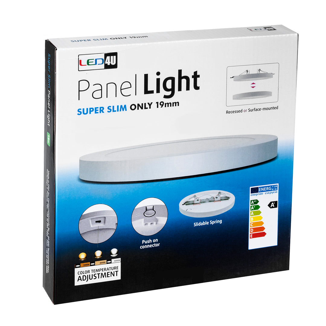LED Panel mit Farbtemperatureinstellung WW 3000K + NW 4000K + CW 6000K Deckenlampe Super Slim Design 19mm (30W mit Mikrowellensensor)