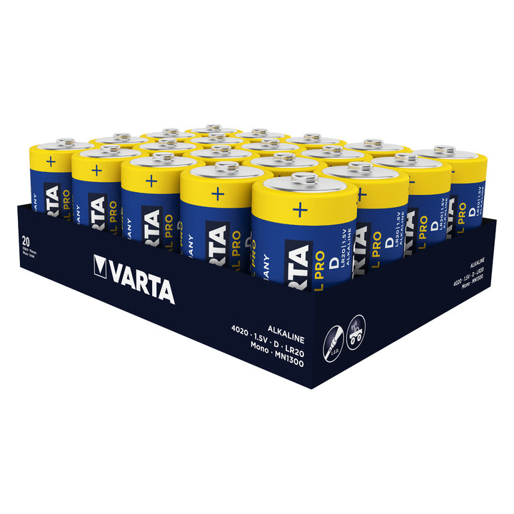 20x Varta Industrial R20/D Alkalibatterien Folie Set