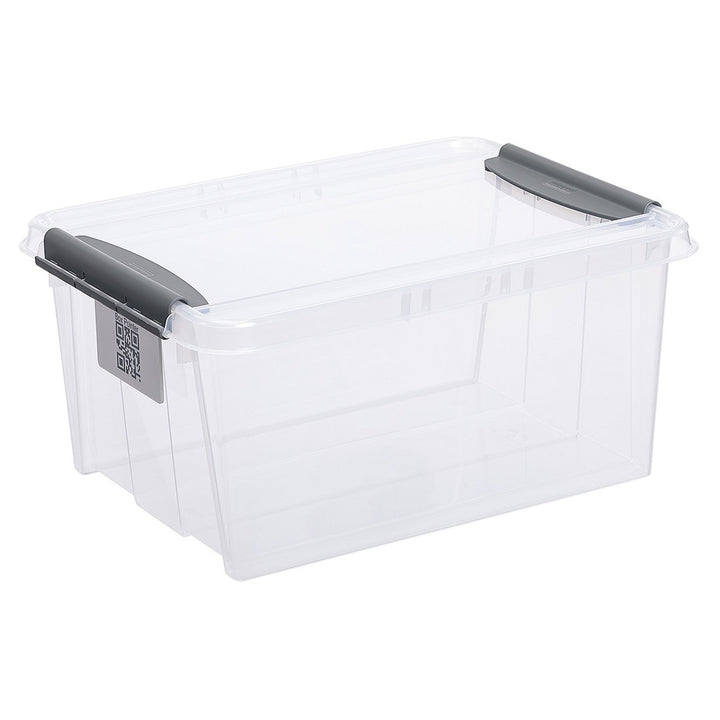 Aufbewahrungsbox mit Deckel und QR-Code Stapelbar Transparent 14L