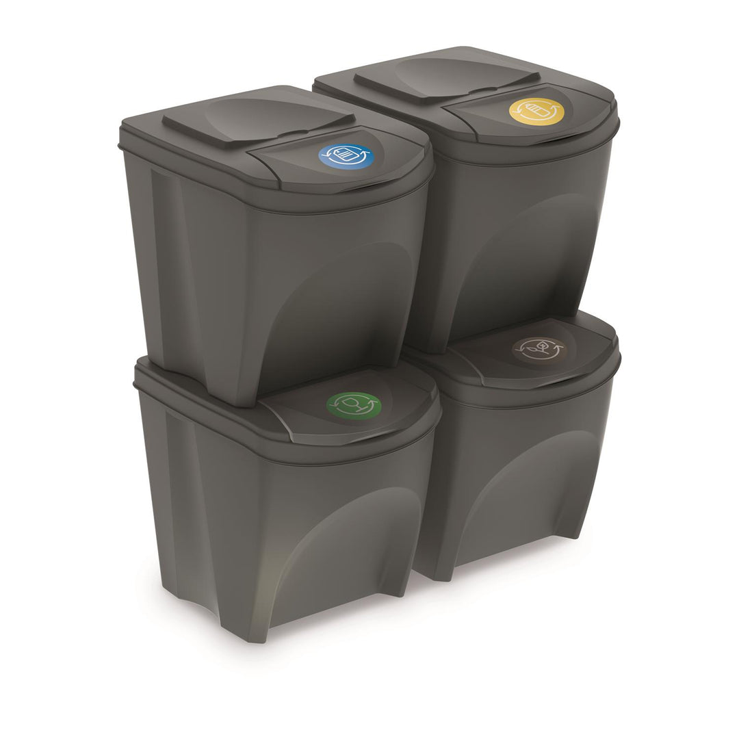Prosperplast Sortibox 4x 25L Trennkorb  Grau Sortierkorb-Set