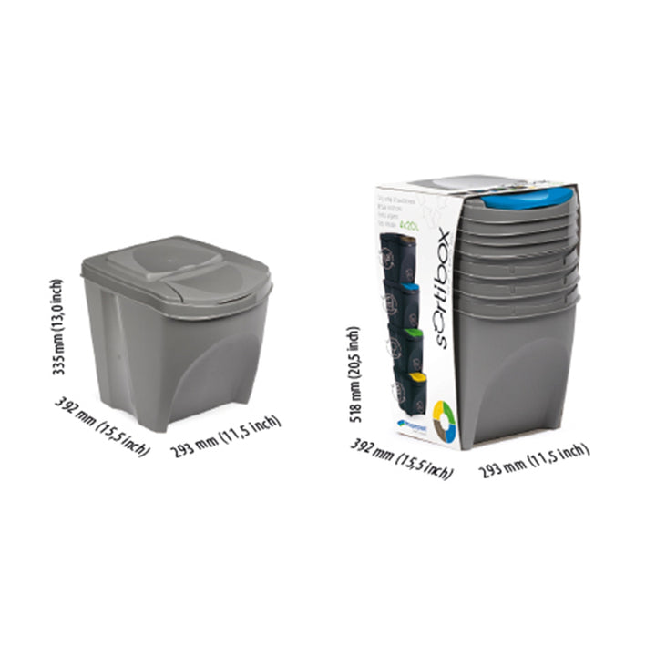 Prosperplast Sortibox 4x 25L Trennkorb  Grau Sortierkorb-Set