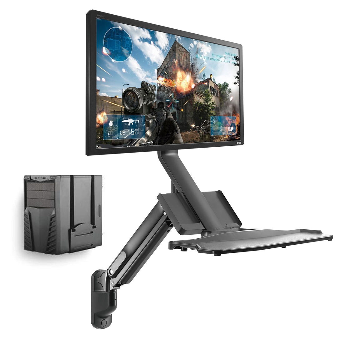 3 in 1 Monitor Wandhalterung Monitorhalterung mit Tastatur-Ablage Computer-Halterung 17-32" Zoll Gasfeder