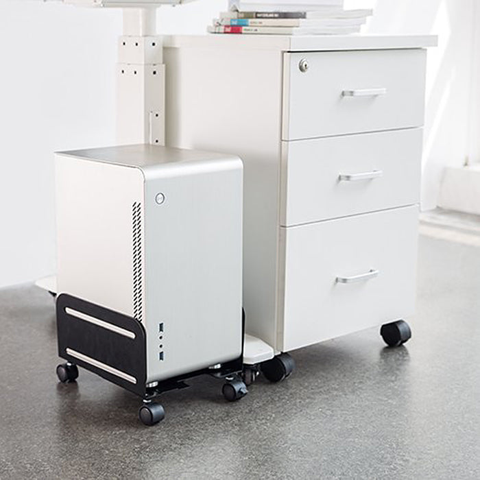 Universal Computer Ständer mit Rollen Mobiler CPU-Ständer Computerwagen bis 10kg Rollwagen PC Desktop