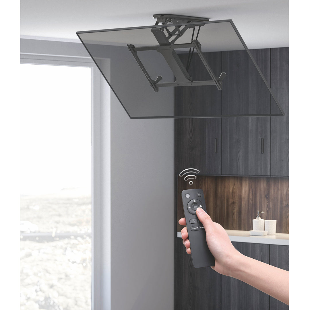 Maclean MC-880 Elektrische neigbare TV Halterung 32-70" für Decke Dachschräge inkl. Fernbedienung bis 35kg max VESA 600x400