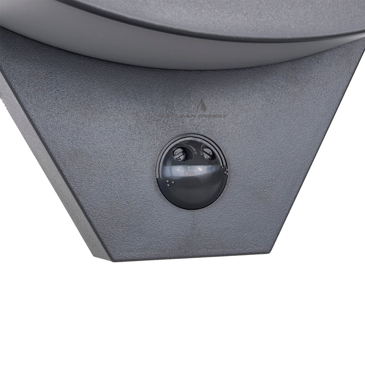 Dekorative LED-Lampe mit Infrarot-Bewegungssensor Wandleuchte Innenlampe Außenbeleuchtung 800lm 10W IP54 Wasserdicht (Grau)