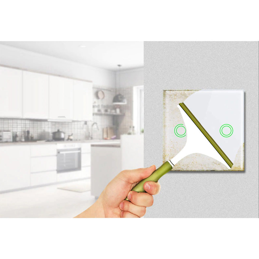 Touch-Lichtschalter, doppelt, Glas, weiß mit rundem Knopf Maclean Energy MCE704W, Abmessungen 86 x 86 mm, mit Knopfbeleuchtung