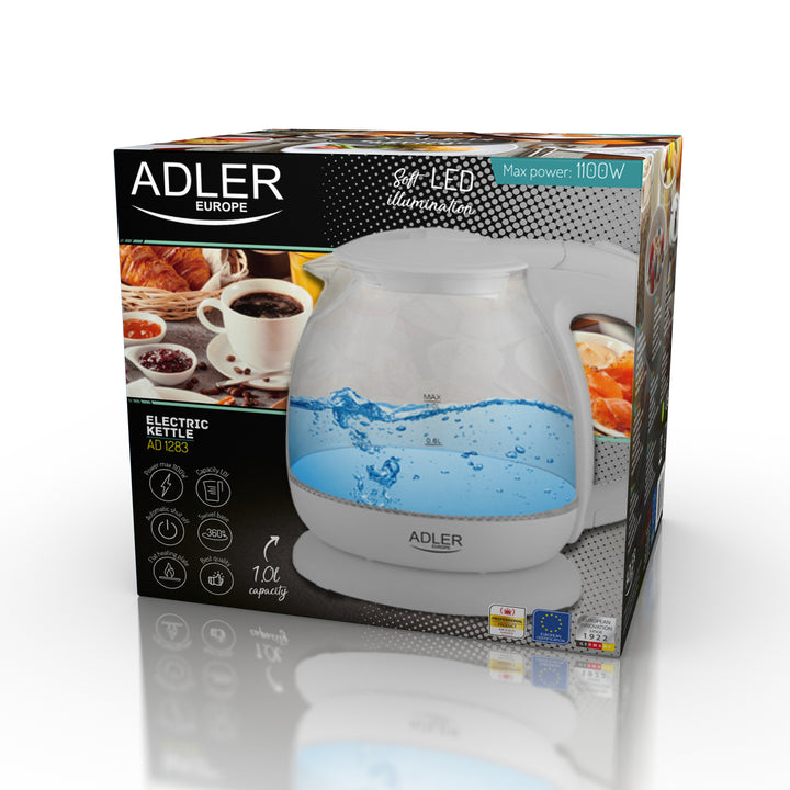 Elektrische LED beleuchteter  Wasserkocher 1.0L Adler AD 1283G
