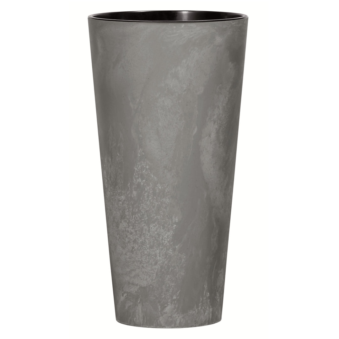 Tubus Slim Effect Blumentopf Pflanzkübel Beton-Design 2in1 inkl. Pflanztopf Rund Kunststoff 150mm, Marengo