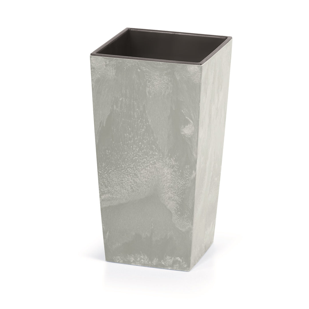 Urbi Square Beton Blumentopf Pflanzkübel Beton-Design 2 in 1 inkl. Pflanztopf Kunststoff Eckig (140mm) …