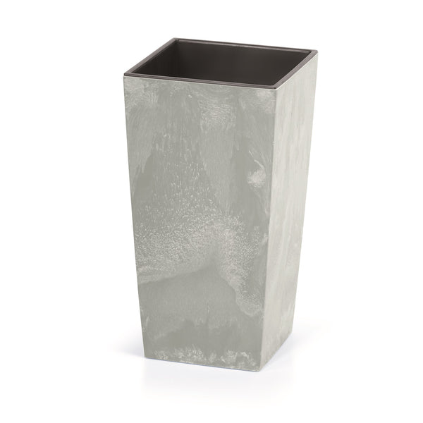 Urbi Square Beton Blumentopf Pflanzkübel Beton-Design 2 in 1 inkl. Pflanztopf Kunststoff Eckig (140mm) …