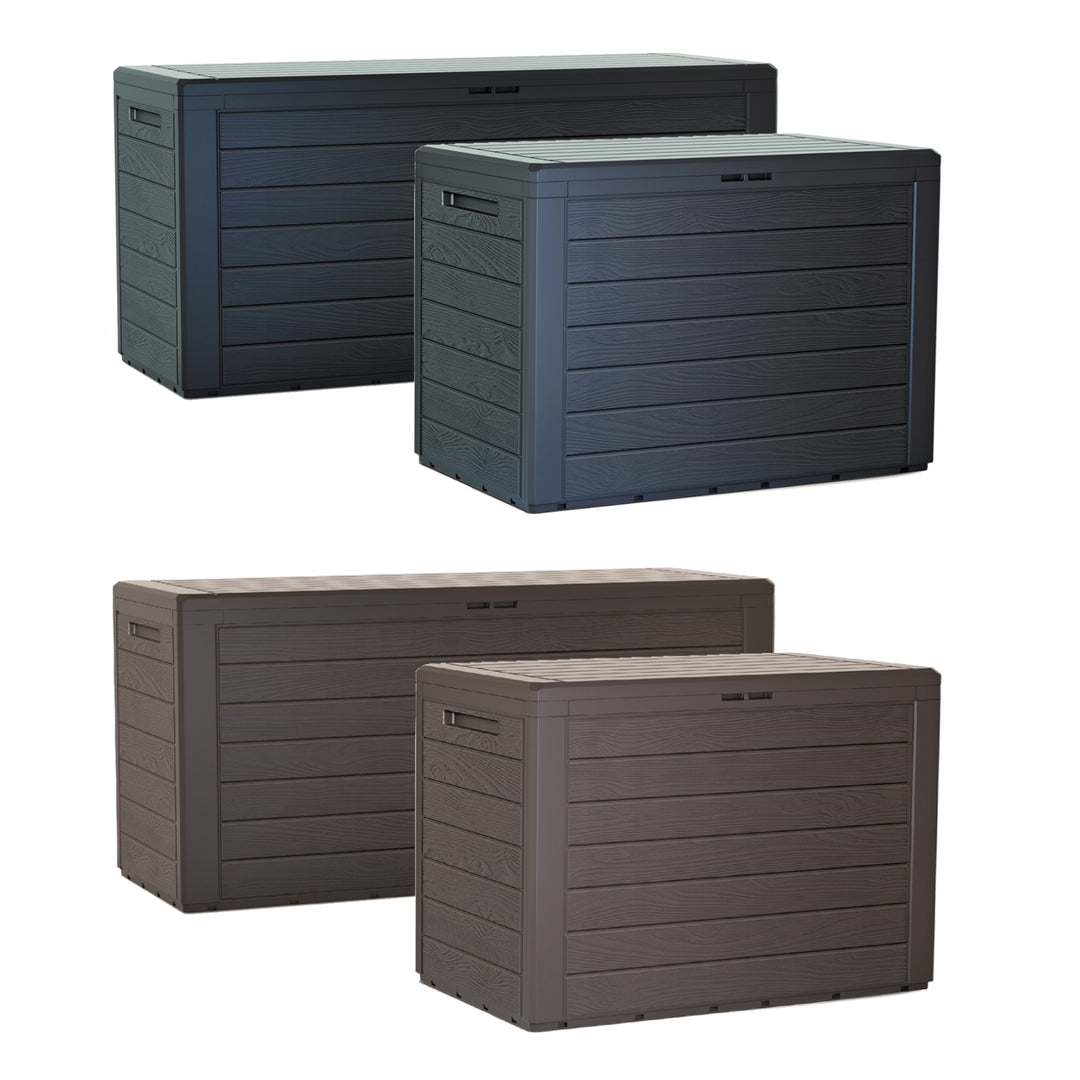 Woodebox Gartenbox Kissenbox Gartentruhe Verschließbar (190 Liter, Anthrazit)