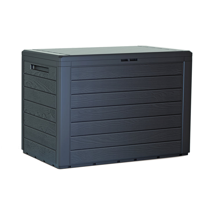 Woodebox Gartenbox Kissenbox Gartentruhe Verschließbar (190 Liter, Anthrazit)
