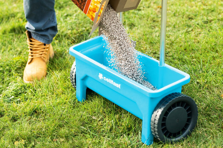 Handstreuwagen Garten Streuwagen Universalstreuer 12 Liter Aluminium Streubreite 45cm