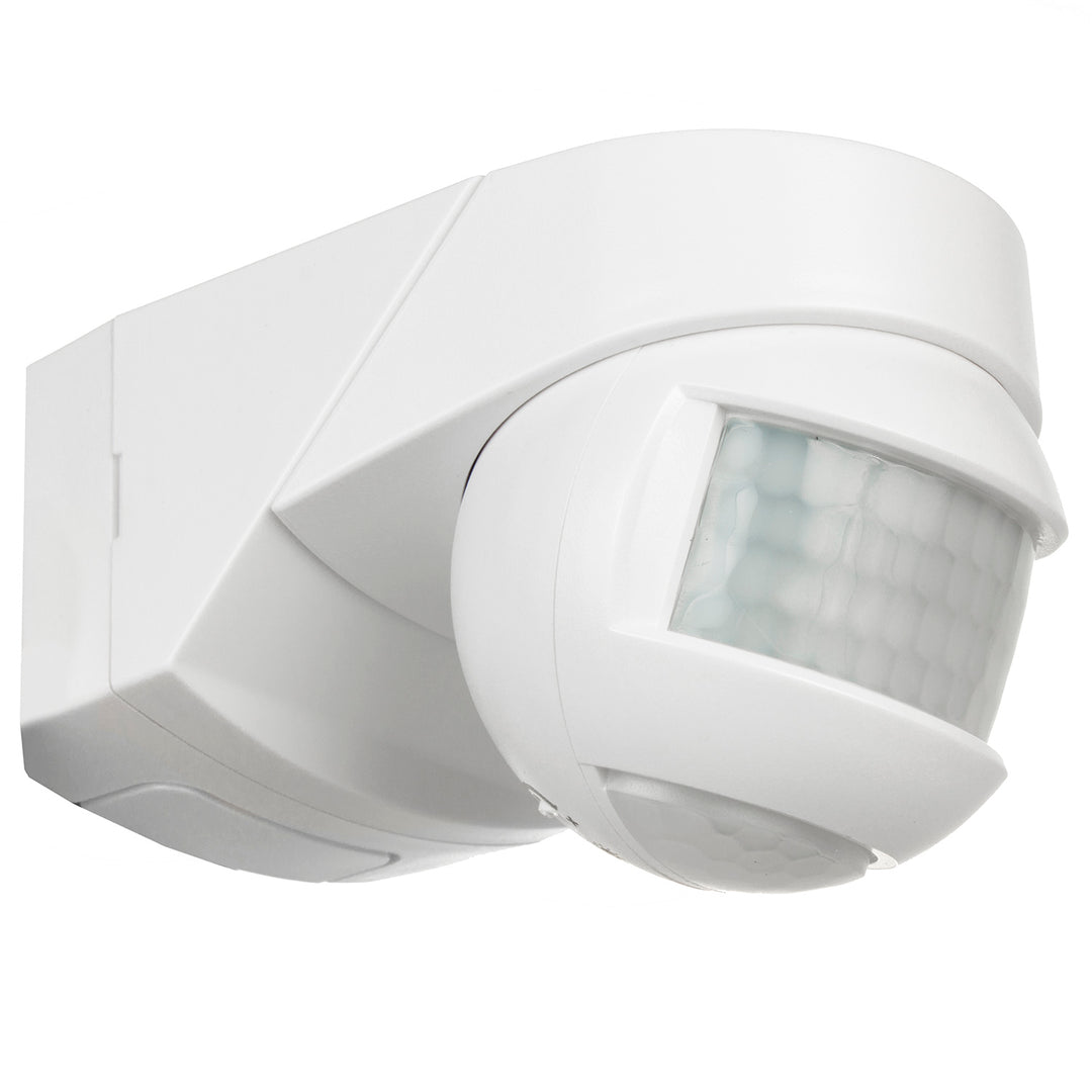 Infrarot-Bewegungssensor 180° + 360° Bewegungsmelder mit Dämmerungssensor bis 12m Reichweite IP54 (Weiß)