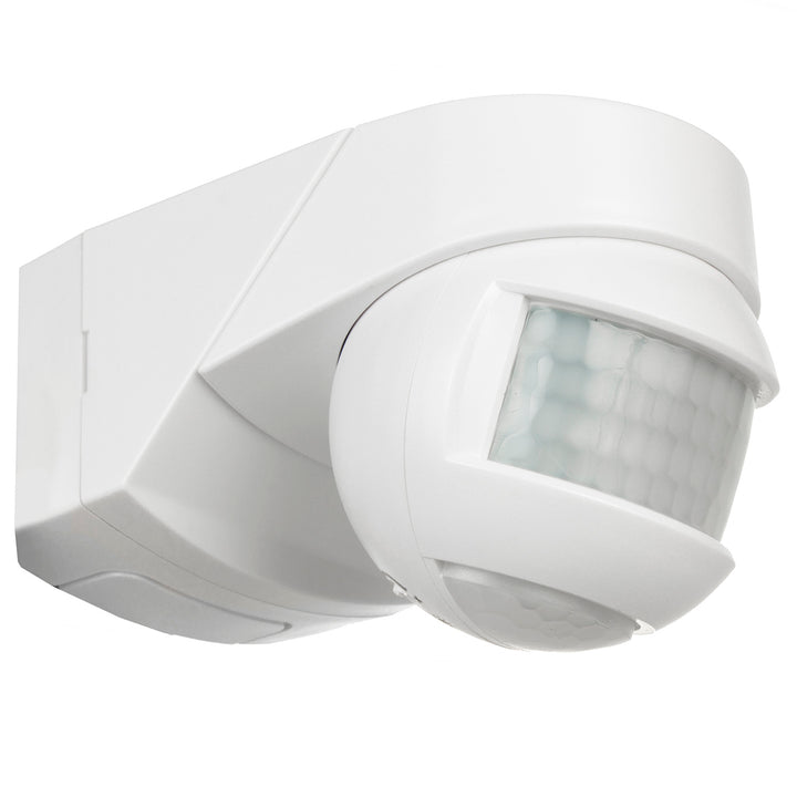 Infrarot-Bewegungssensor 180° + 360° Bewegungsmelder mit Dämmerungssensor bis 12m Reichweite IP54 (Weiß)