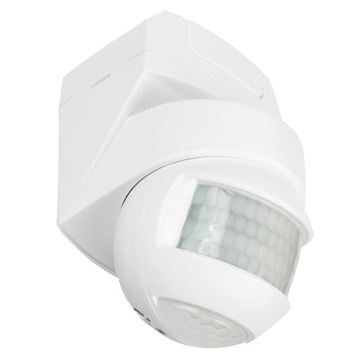 Infrarot-Bewegungssensor 180° + 360° Bewegungsmelder mit Dämmerungssensor bis 12m Reichweite IP54 (Weiß)