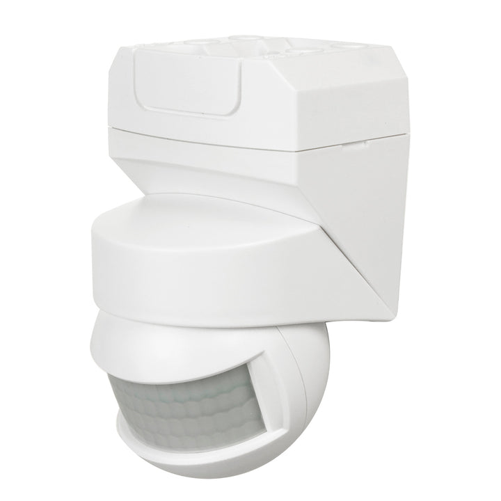 Infrarot-Bewegungssensor 180° + 360° Bewegungsmelder mit Dämmerungssensor bis 12m Reichweite IP54 (Weiß)