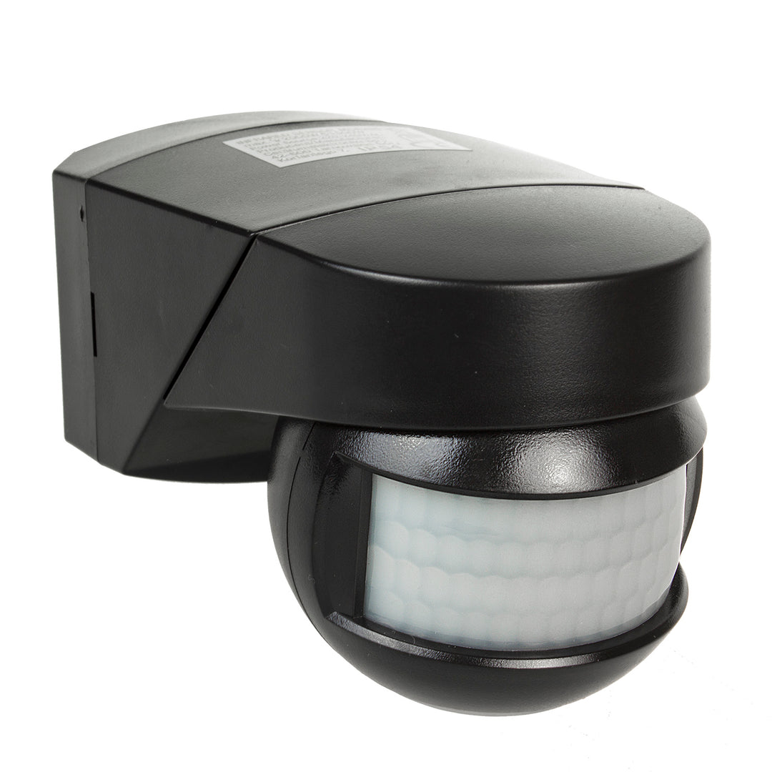 Infrarot-Bewegungssensor 180° + 360° Bewegungsmelder mit Dämmerungssensor bis 12m Reichweite IP54 (Schwarz)