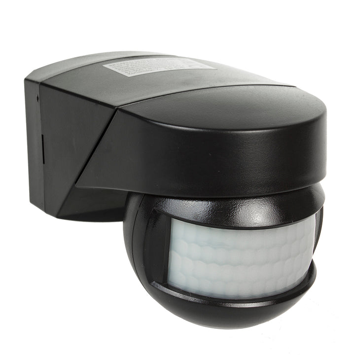 Infrarot-Bewegungssensor 180° + 360° Bewegungsmelder mit Dämmerungssensor bis 12m Reichweite IP54 (Schwarz)