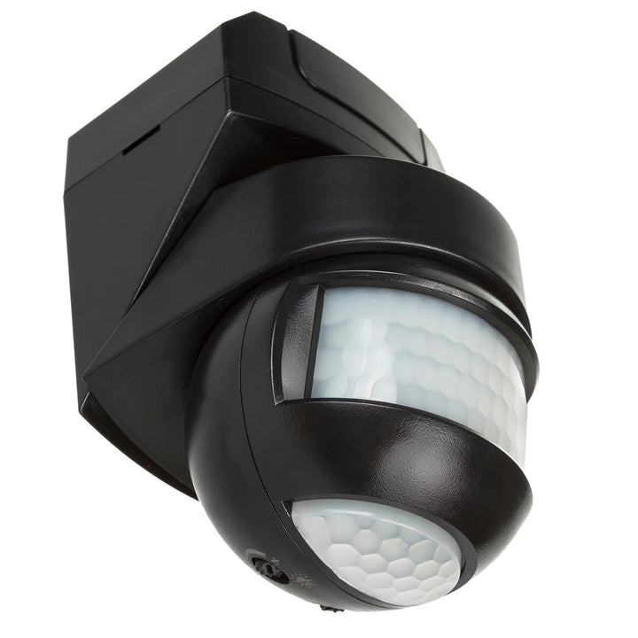 Infrarot-Bewegungssensor 180° + 360° Bewegungsmelder mit Dämmerungssensor bis 12m Reichweite IP54 (Schwarz)