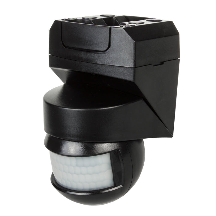 Infrarot-Bewegungssensor 180° + 360° Bewegungsmelder mit Dämmerungssensor bis 12m Reichweite IP54 (Schwarz)