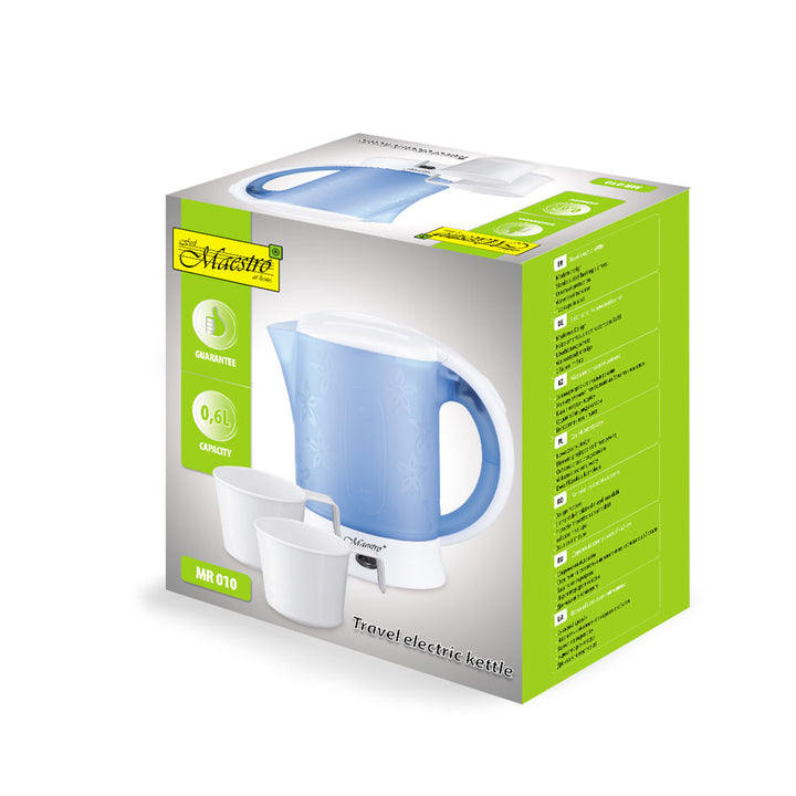 Maestro MR010 0.6L 600W Reise-Wasserkocher plus 2 Tassen